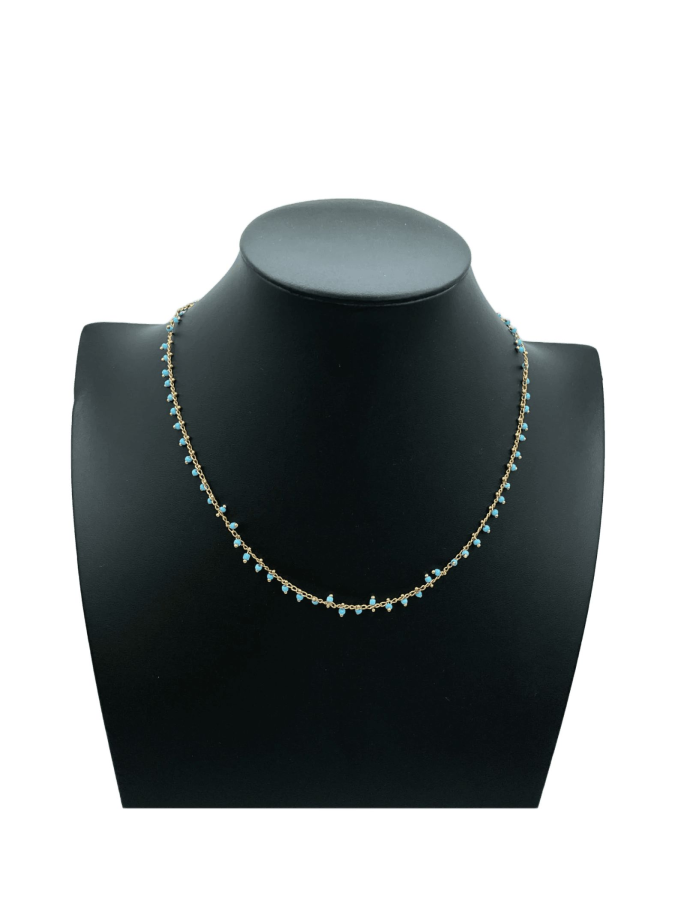 Delicate Turquoise Beaded Chain Necklace