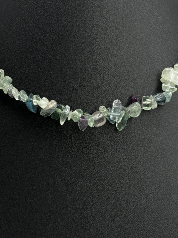 925 Rainbow Fluorite Chip Necklace
