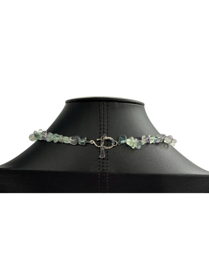 925 Rainbow Fluorite Chip Necklace