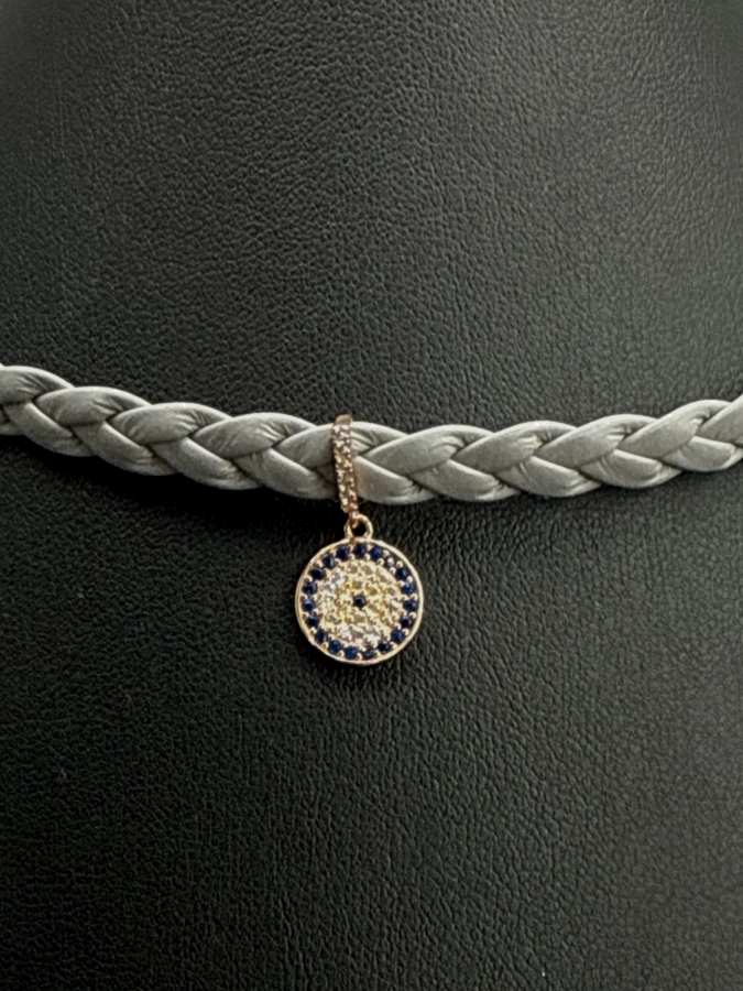Braided Leather Necklace with Pendant