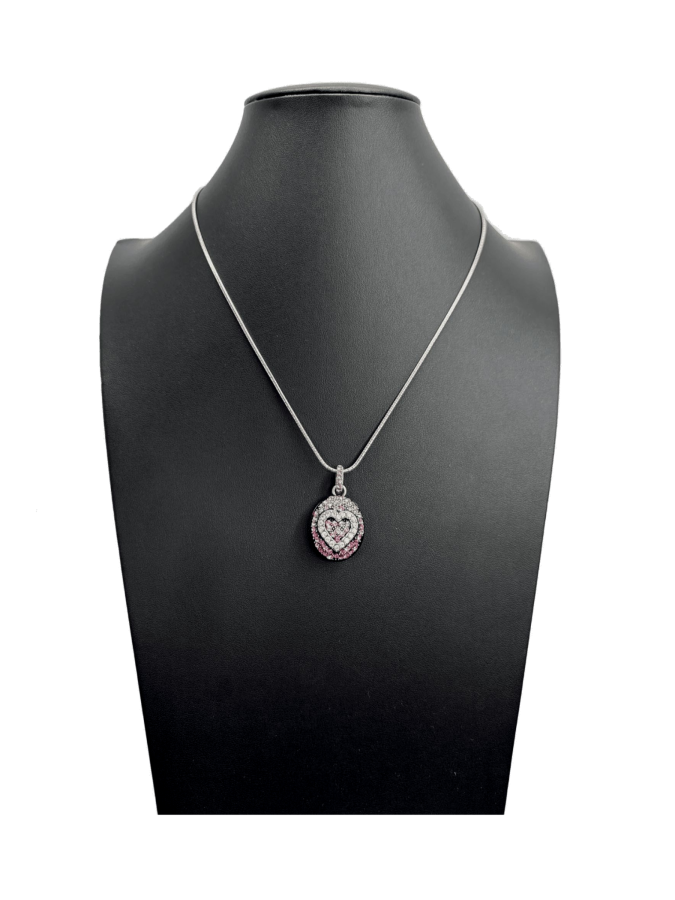 Silver Chain Necklace with Crystal-Accented Pendants