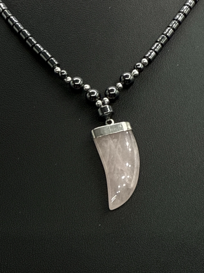 Hematite Horn Beaded Necklace