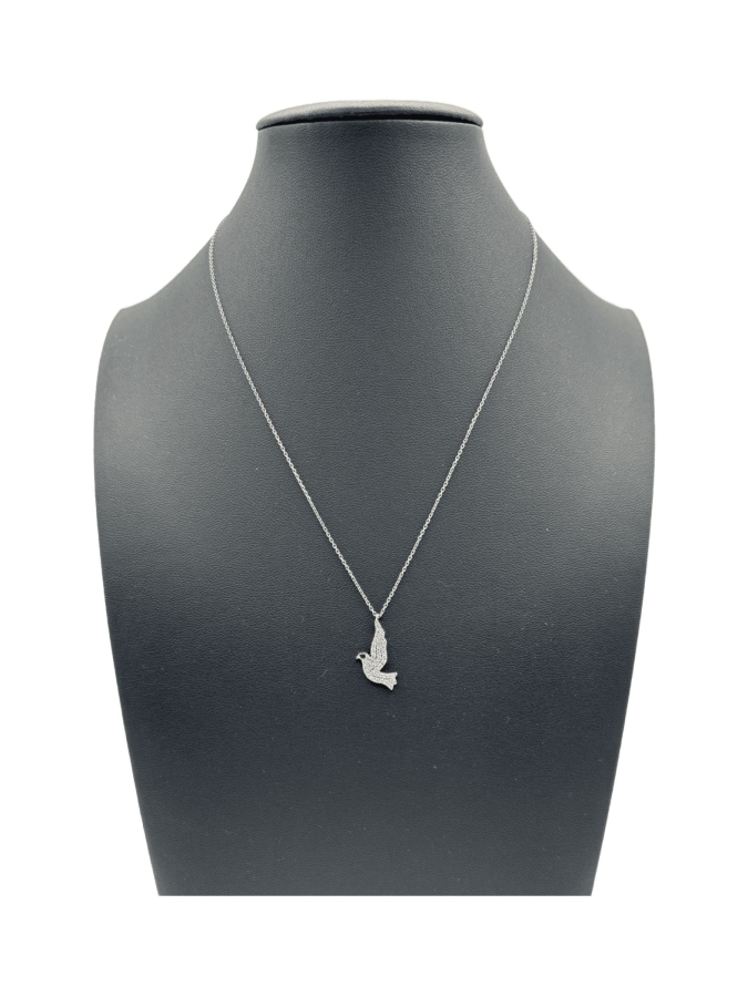 Sterling Silver Flying Dove Bird Pendant Necklace