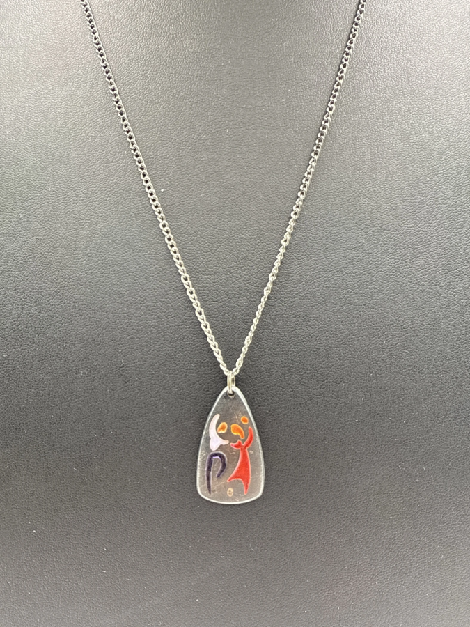 Silver Chain Necklace with Abstract Pendant