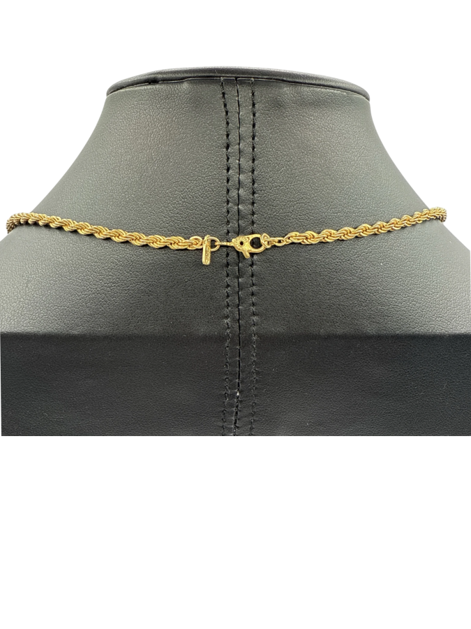 Yellow Gold Rope Chain Necklace with Clover Pendant