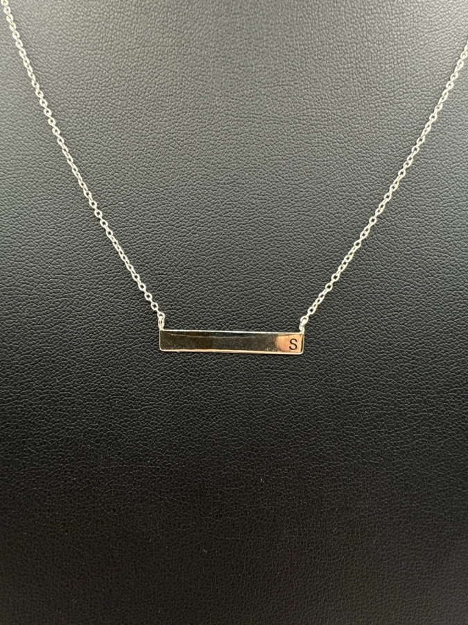 Minimalist Sterling Silver Bar Pendant Necklace