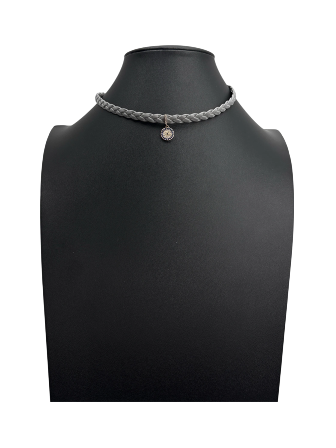 Braided Leather Necklace with Pendant