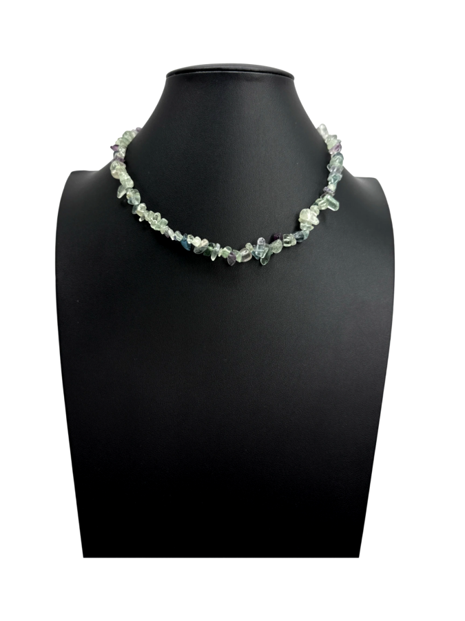 925 Rainbow Fluorite Chip Necklace