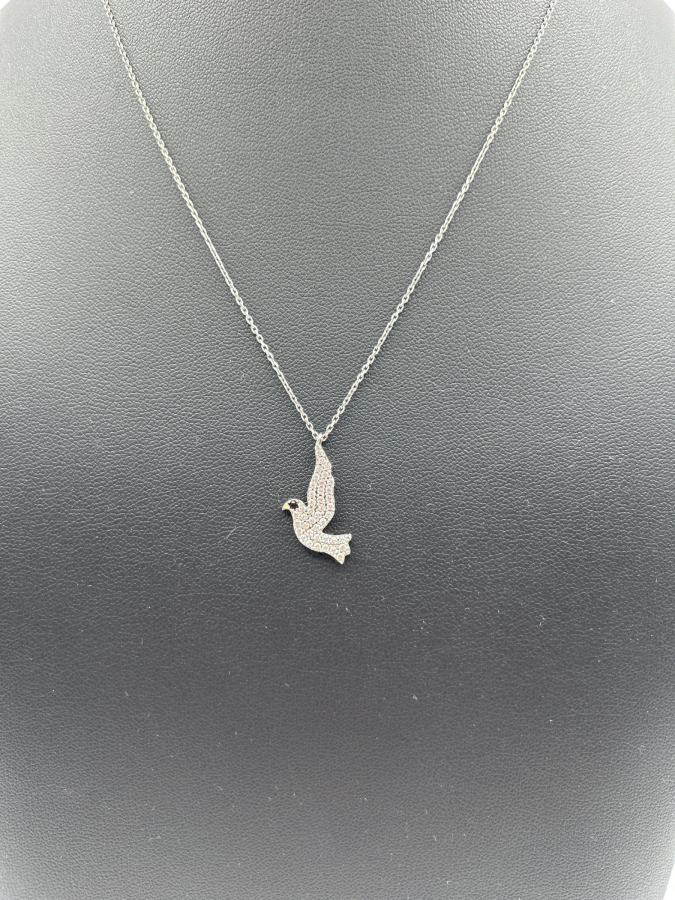 Sterling Silver Flying Dove Bird Pendant Necklace