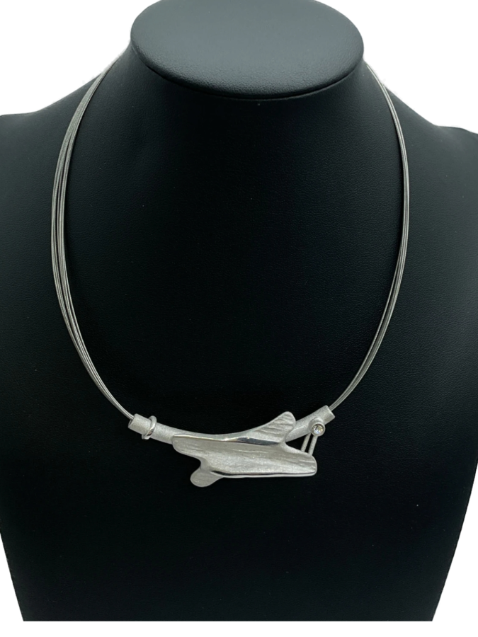 Modernist Sterling Silver Necklace with Asymmetrical Design