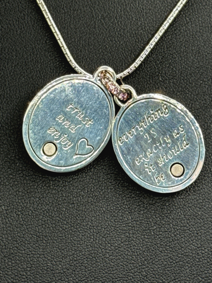 Silver Chain Necklace with Crystal-Accented Pendants