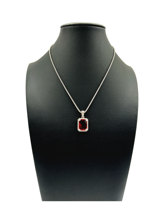 925 Sterling Silver Red Necklace