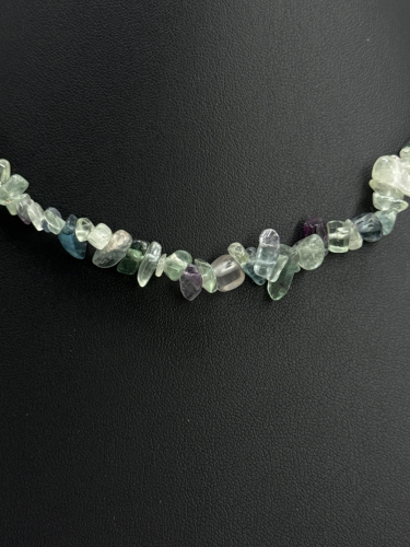 925 Rainbow Fluorite Chip Necklace