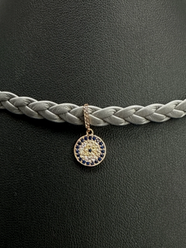 Braided Leather Necklace with Pendant