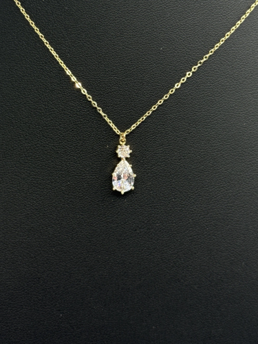 Gold Chain Necklace with Multi-Color Gemstone Pendant