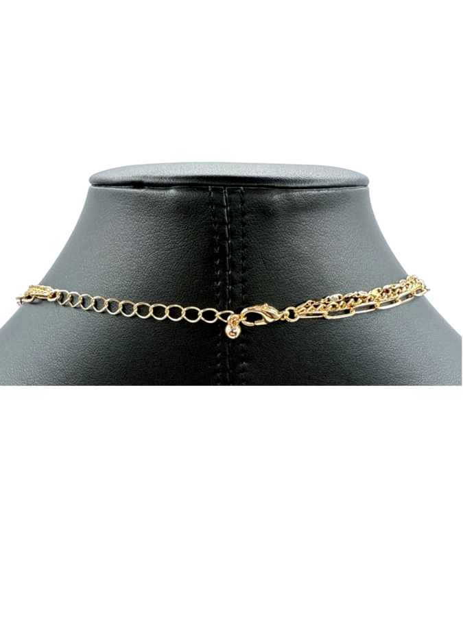 Layered Paperclip Chain Necklace With Sphere Pendant