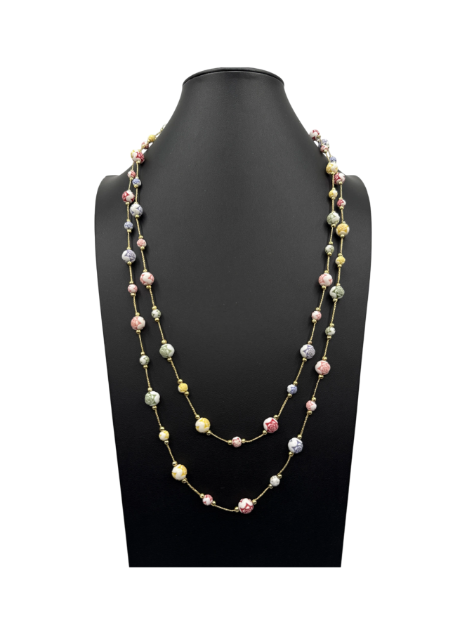Two-strand multicolored necklace