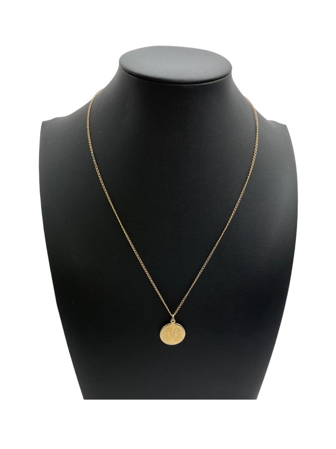 Gold Pendant Necklace with Initial Monogram