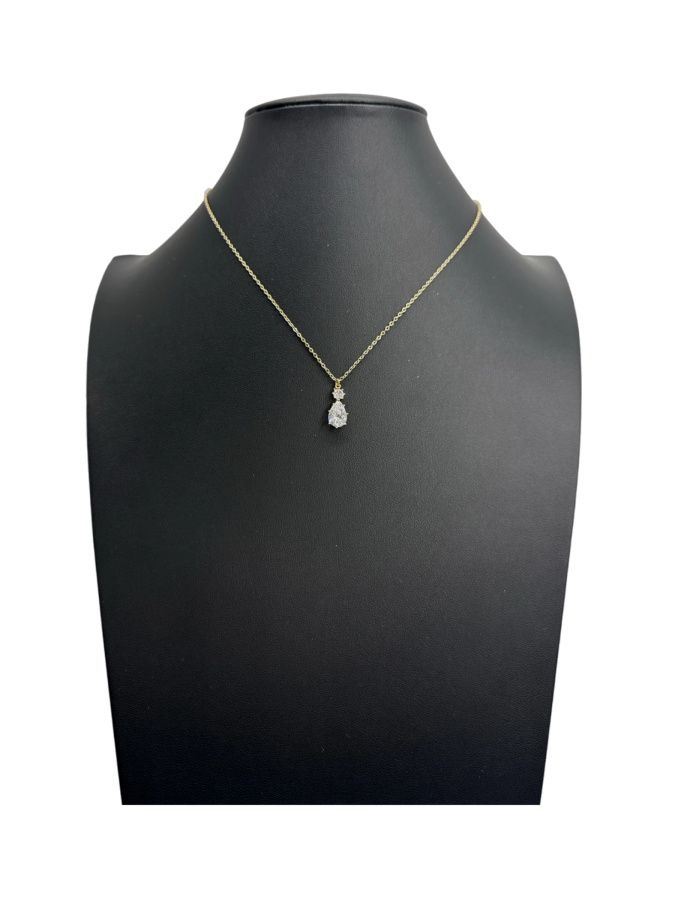 Gold Chain Necklace with Multi-Color Gemstone Pendant