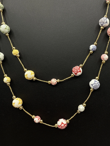 Two-strand multicolored necklace