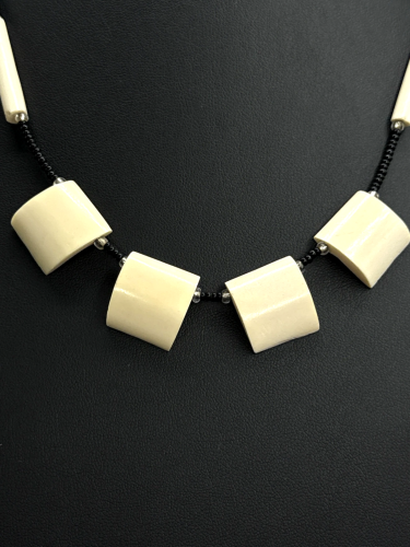 Vintage cream disk necklace