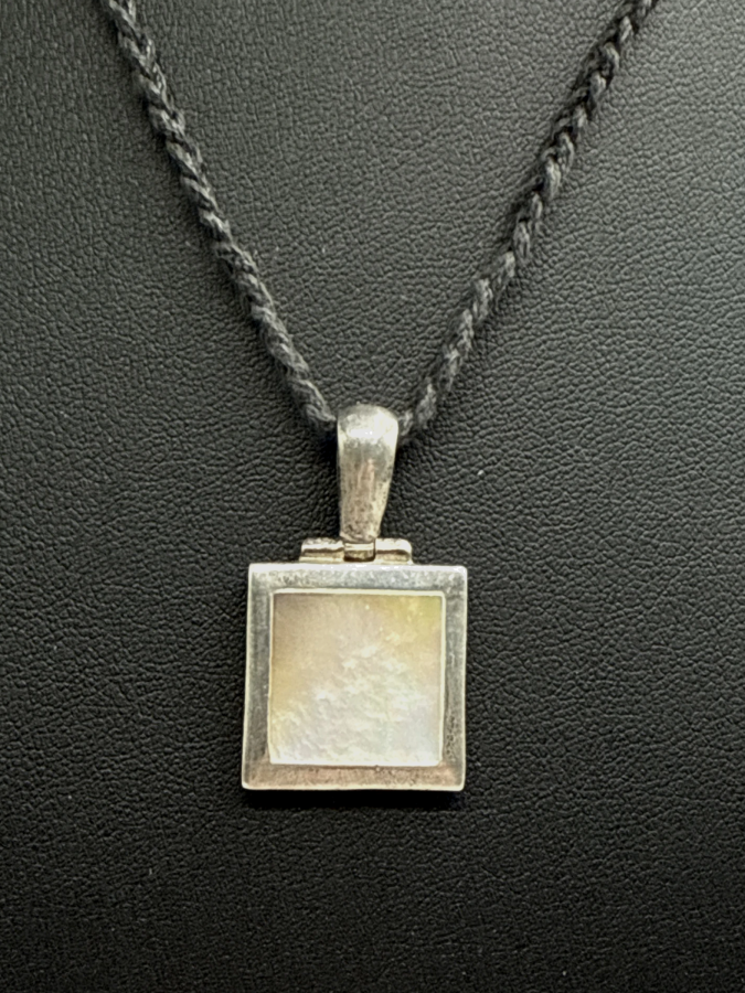 Silver Necklace with a Square Pendant