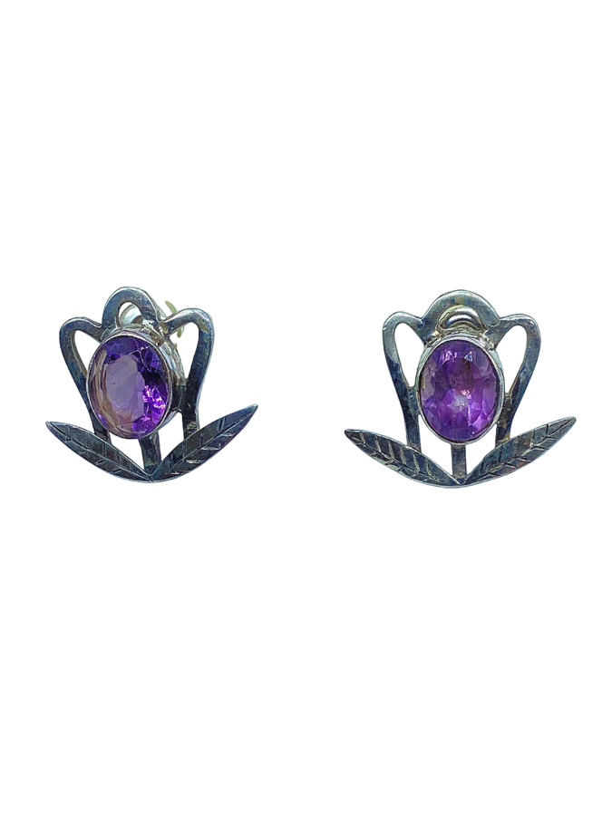 Silver Earrings with Amethyst Gemstone