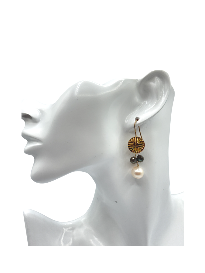 Elegant Pearl and Labradorite Sterling Silver Drop Earrings