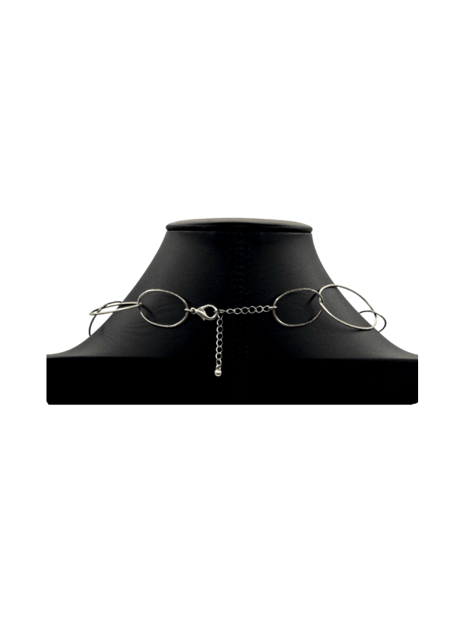 Elegant long silver necklace