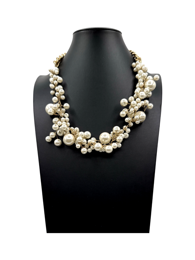 Cascade of faux pearls necklace