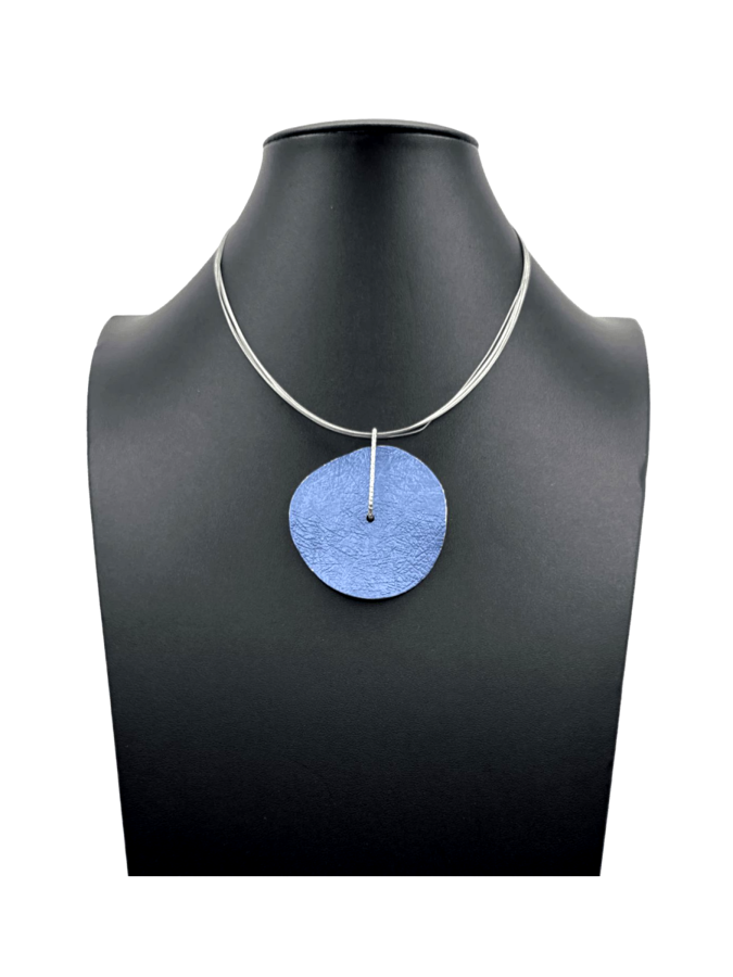 Blue Leather Pendant Necklace