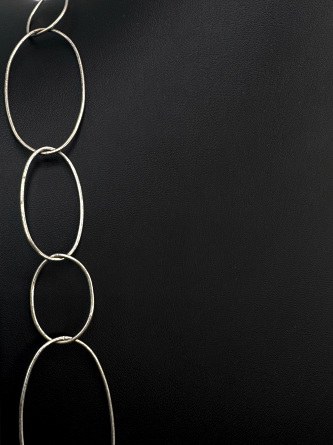 Elegant long silver necklace