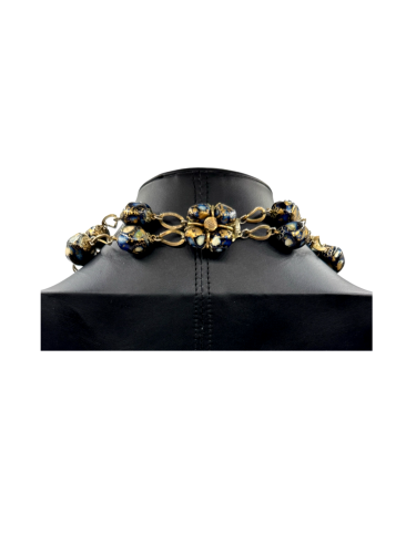 Gold and blue beads necklace